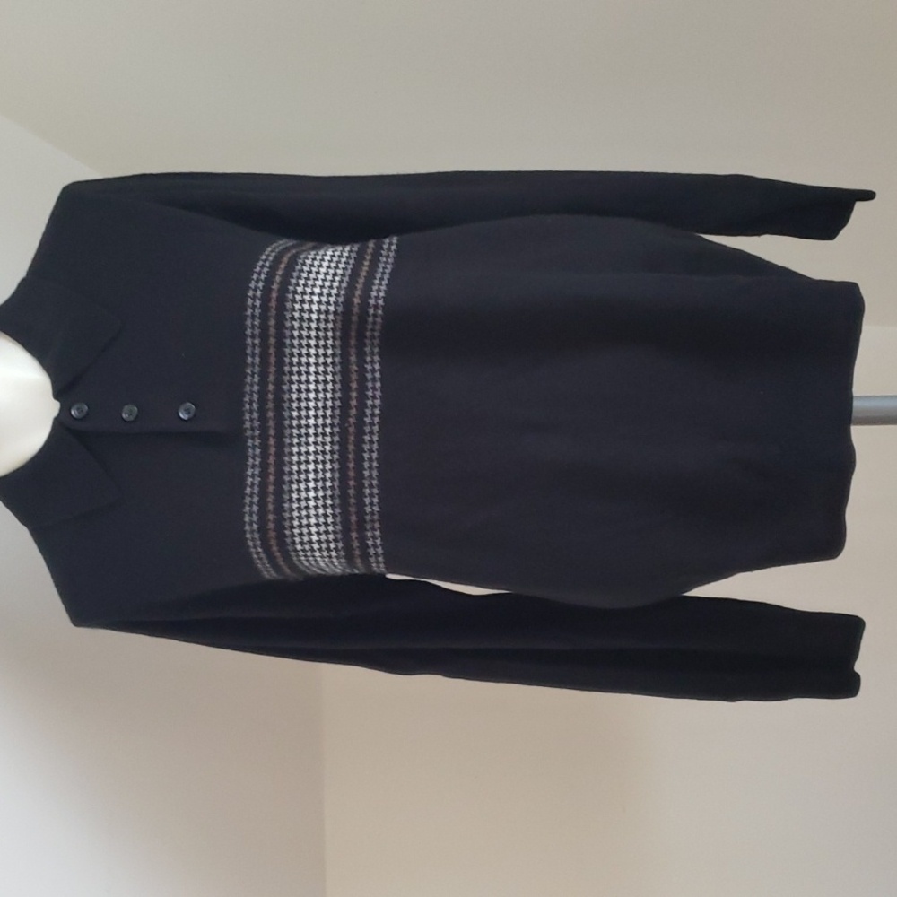 Dockers Men's Long Sleeve Collared 1/4 Button Front  Acrylic Black Sweater, M